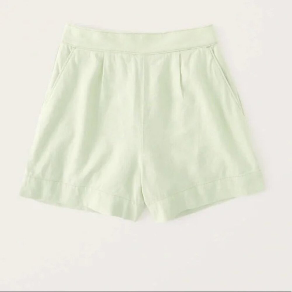 Abercrombie & Fitch Linen-Blend Pull-On Shorts, Lime, Medium